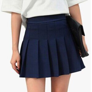 Hoerev High Waist Pleated Skater Tennis Skirt, Navy, Size 12